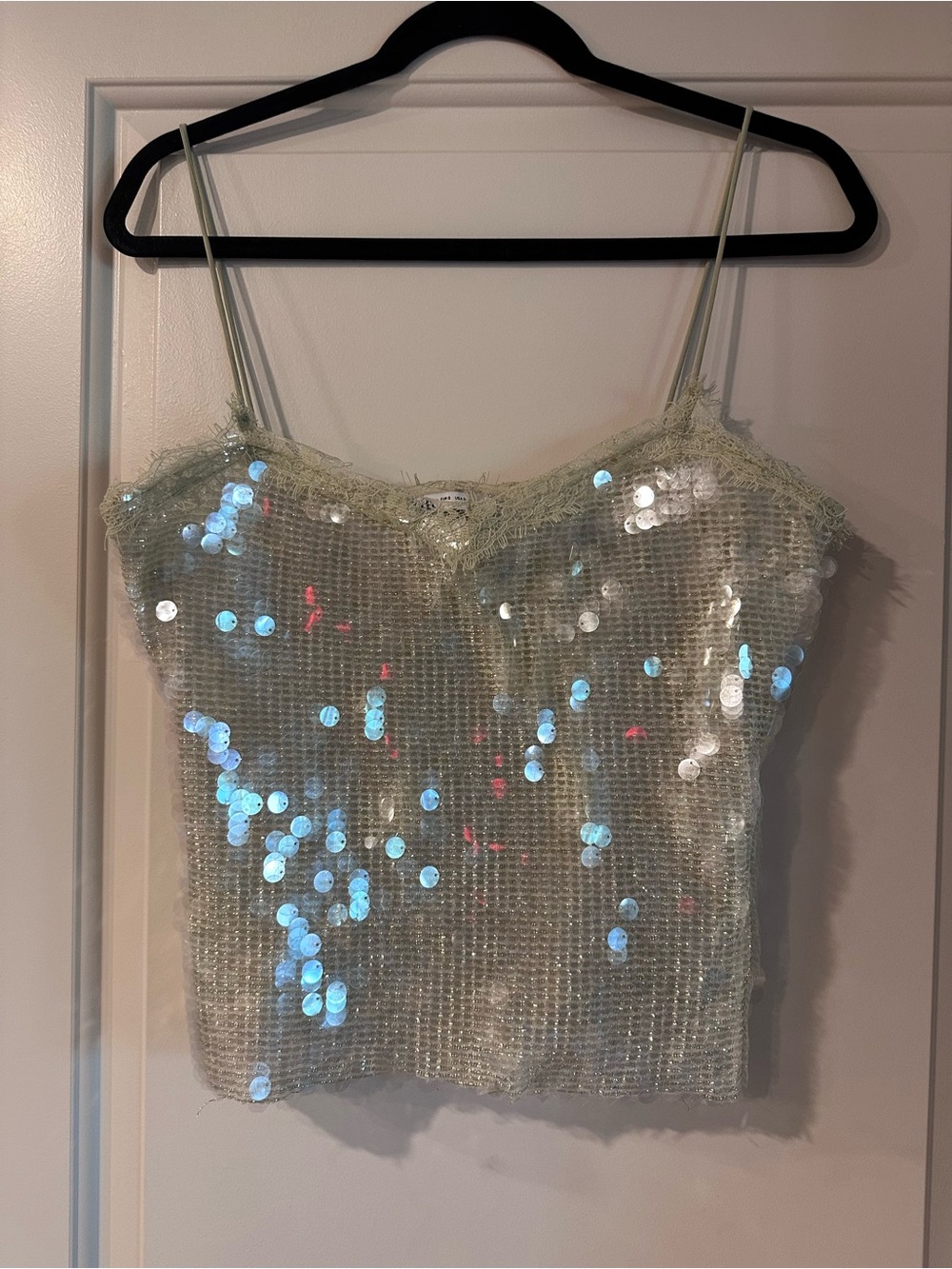 NWOT Zara Iridescent Sequin & Lace Cami Tank